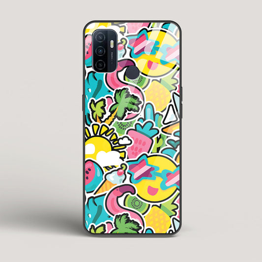 Tropical Summer Patterns - Oppo A53 Glass Case