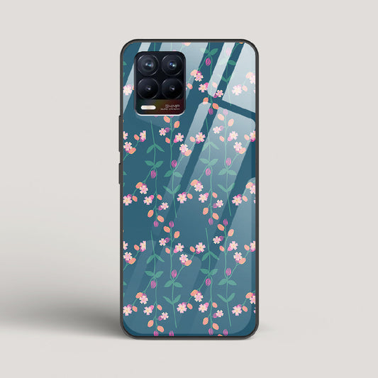 Blue Floral Pattern - Realme 8 Glass Case