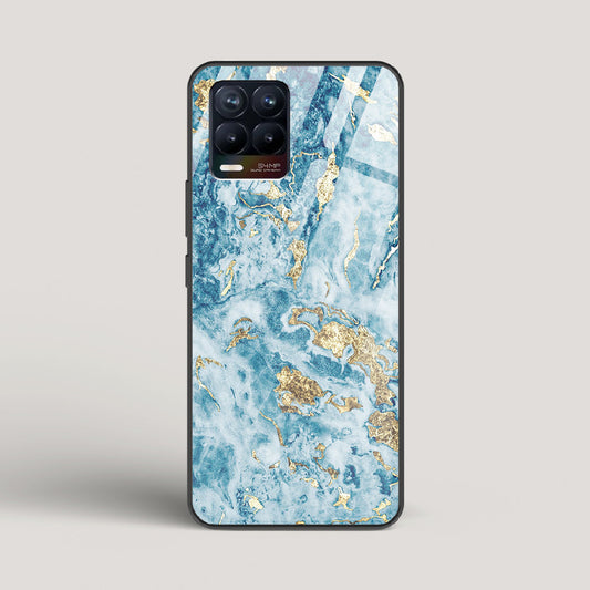 Blue & Gold Marble - Realme 8 Glass Case