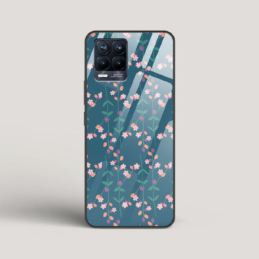 Blue Floral Pattern - Realme 8 Pro Glass Case