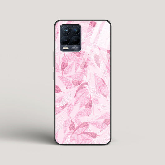 Pink Leaves Pattern - Realme 8 Pro Glass Case