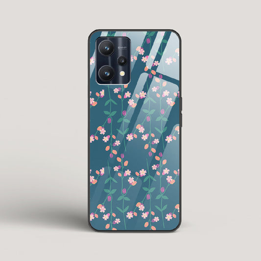 Blue Floral Pattern - Realme 9 Pro Glass Case