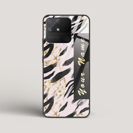 Golden Leaves  Name Edition Gold - Realme Narzo 50A Glass Case