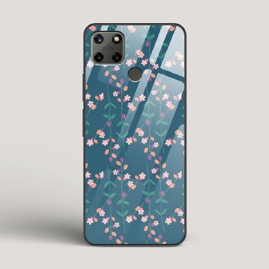 Blue Floral Pattern - Realme C25Y Glass Case