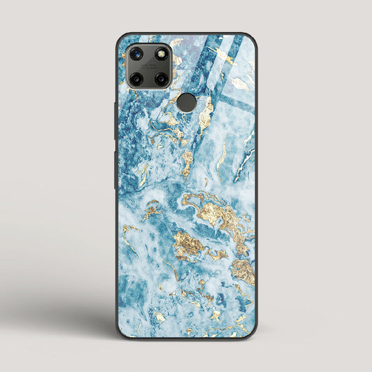 Blue & Gold Marble - Realme C25Y Glass Case