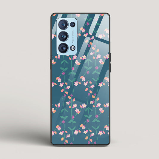 Blue Floral Pattern - Oppo Reno6 Pro 5G (Snapdragon) Glass Case