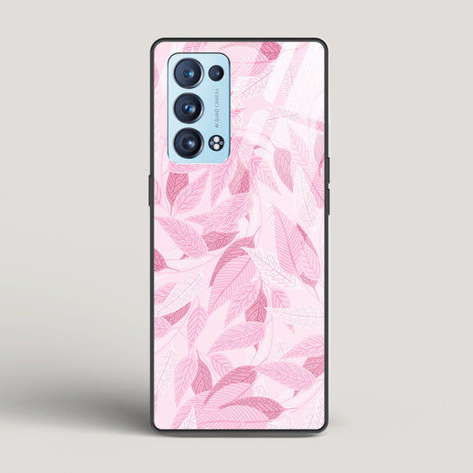 Pink Leaves Pattern - Oppo Reno6 Pro 5G (Snapdragon) Glass Case