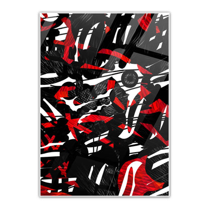 Red And White Splash Metal Poster   By Silly Vibe