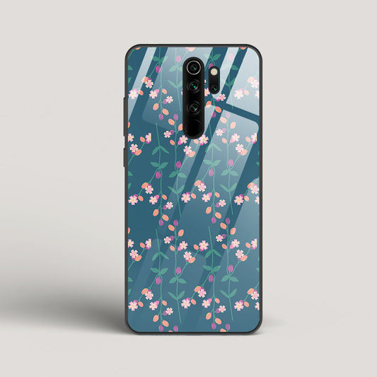 Blue Floral Pattern - Redmi Note 8 Pro Glass Case