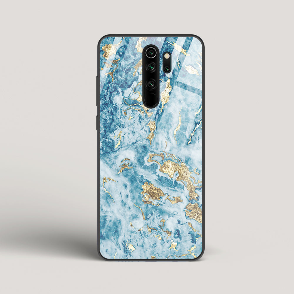 Blue & Gold Marble - Redmi Note 8 Pro Glass Case