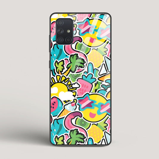 Tropical Summer Patterns - Samsung Galaxy A51 Glass Case