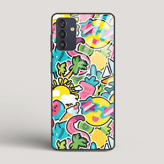 Tropical Summer Patterns - Samsung Galaxy M13 Glass Case