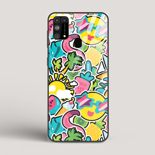 Tropical Summer Patterns - Samsung Galaxy M31 Glass Case