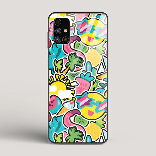 Tropical Summer Patterns - Samsung Galaxy M51 Glass Case