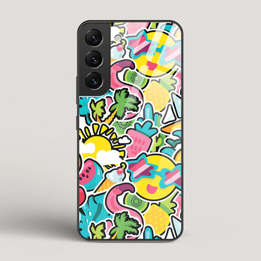 Tropical Summer Patterns - Samsung Galaxy S22 Glass Case