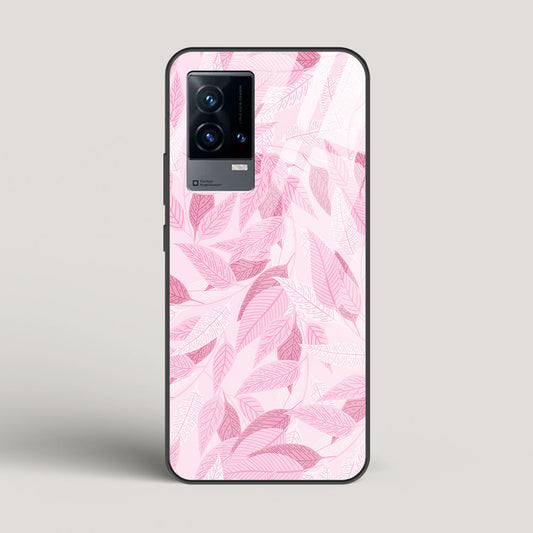 Pink Leaves Pattern- vivo iQOO 9 Glass Case