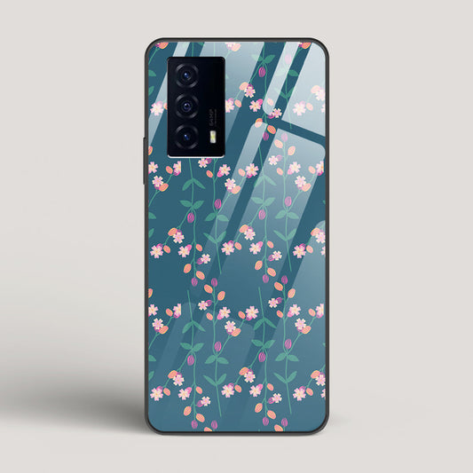 Blue Floral Pattern - vivo iQOO Z5 Glass Case