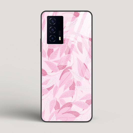 Pink Leaves Pattern - vivo iQOO Z5 Glass Case