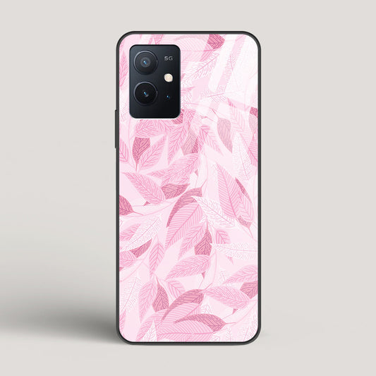 Pink Leaves Pattern - vivo iQOO Z6 Glass Case