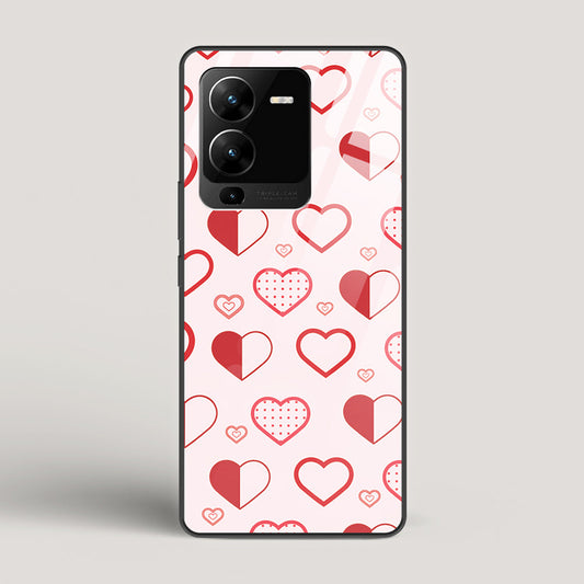 Abstract Heart Pattern - Vivo V25 Pro 5G Glass Gripper Case