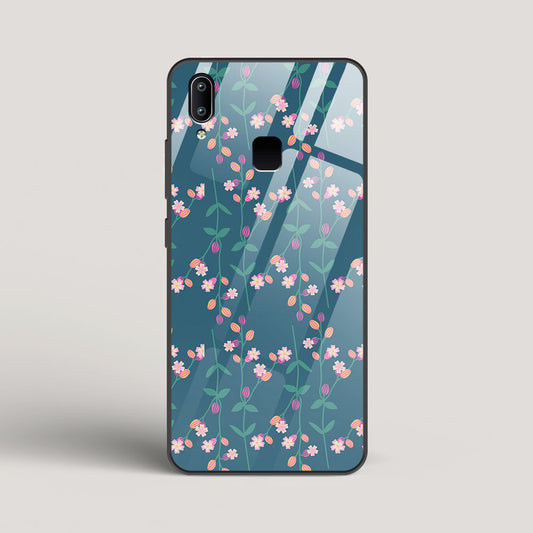 Blue Floral Pattern - vivo Y91 Glass Case