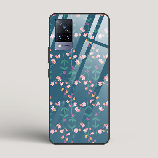 Blue Floral Pattern  - vivo V21 Glass Case