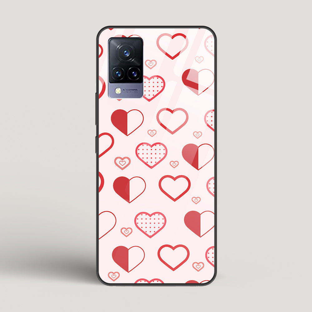 Abstract Heart Pattern - Vivo V21 Glass Gripper Case