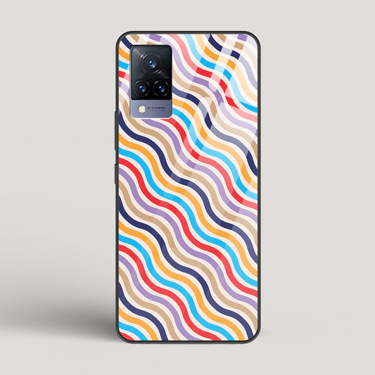 Wave Striped Lines - Vivo V21 Glass Gripper Case