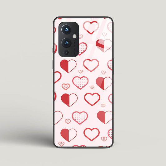 Abstract Heart Pattern - Oneplus 9 Glass Gripper Case