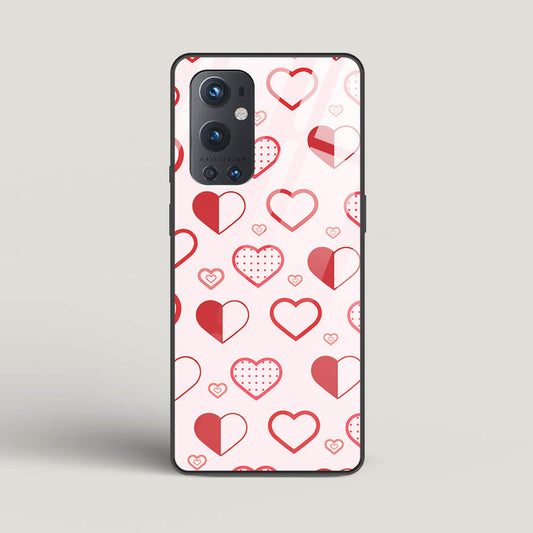 Abstract Heart Pattern - Oneplus 9 Pro Glass Gripper Case