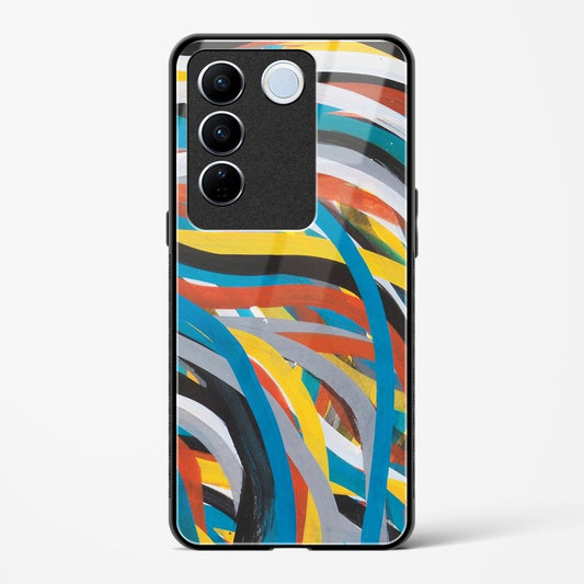 colorful stroke pattern - Vivo V27 Pro Glass Gripper Case