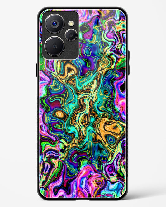 Rainbow Flames Pattern - Realme 9i 5G Glass Gripper Case