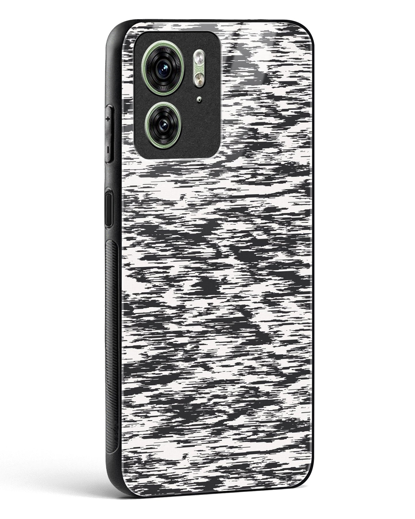 Black and White Glitch - Motorola Edge 40 Glass Gripper Case