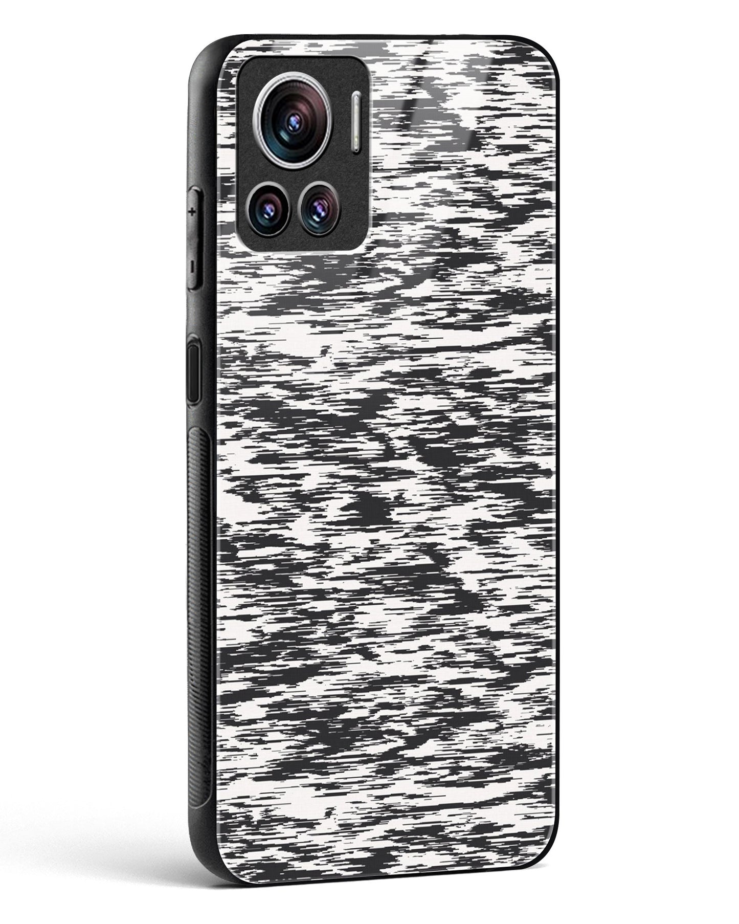 Black and White Glitch - Motorola Edge 30 Ultra Glass Gripper Case