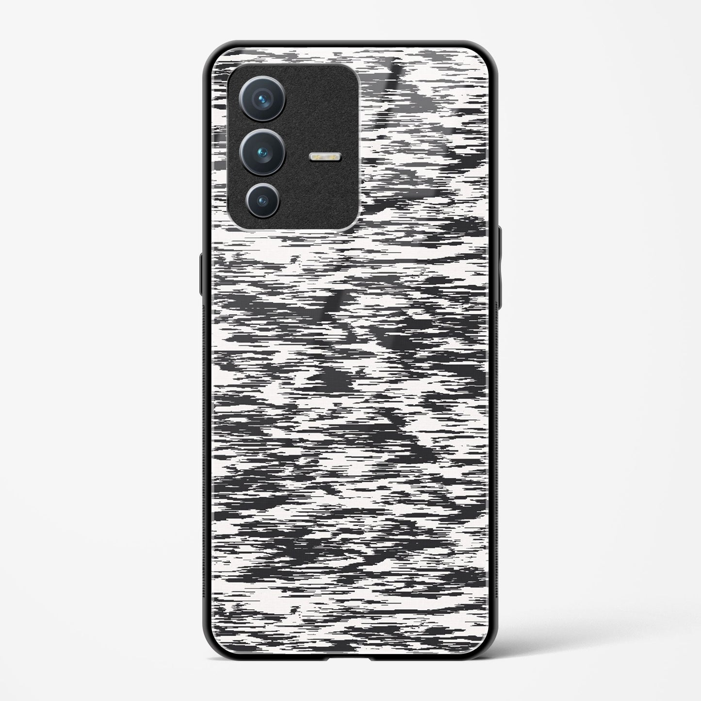 Black and White Glitch - Vivo V23 Pro Glass Gripper Case