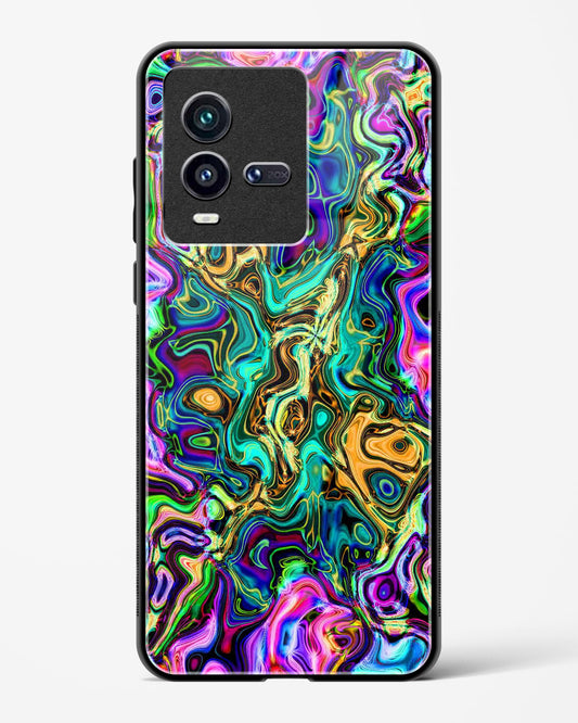 Rainbow Flames Pattern - Vivo iQOO9T 5G Glass Gripper Case