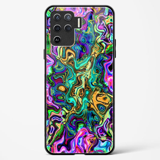 rainbow flames pattern - Oppo F19 Pro Glass Gripper Case