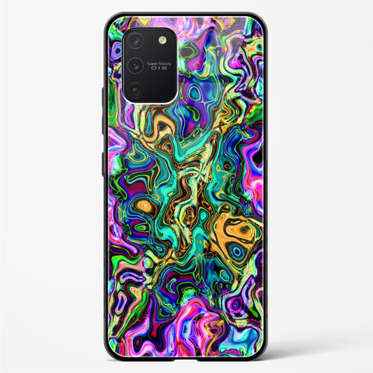 Rainbow Flames Pattern - Samsung Galaxy A91 Glass Gripper Case