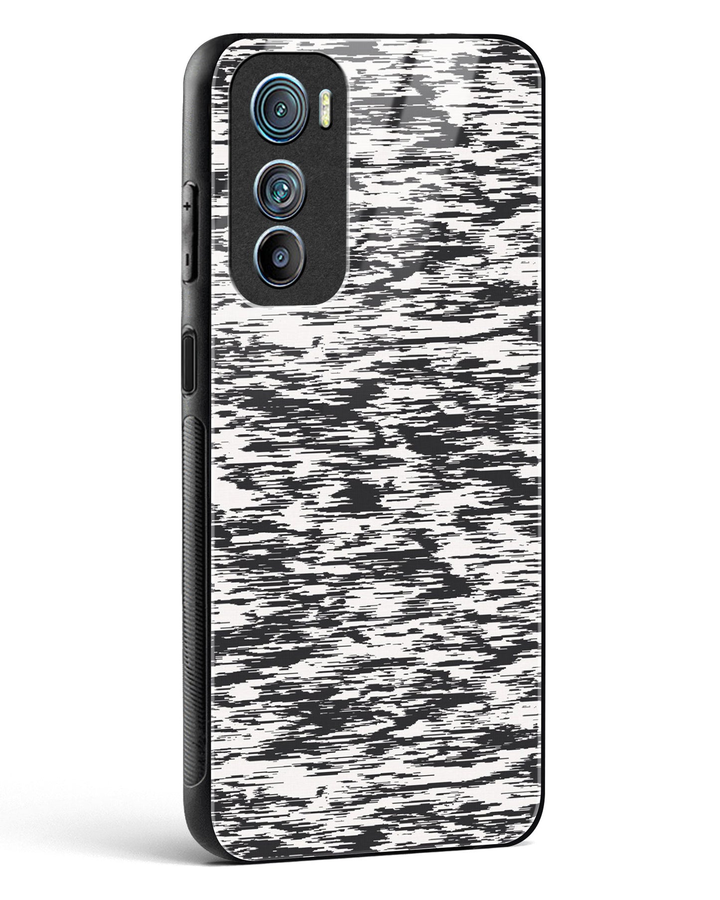 Black and White Glitch - Motorola Edge 30 Glass Gripper Case