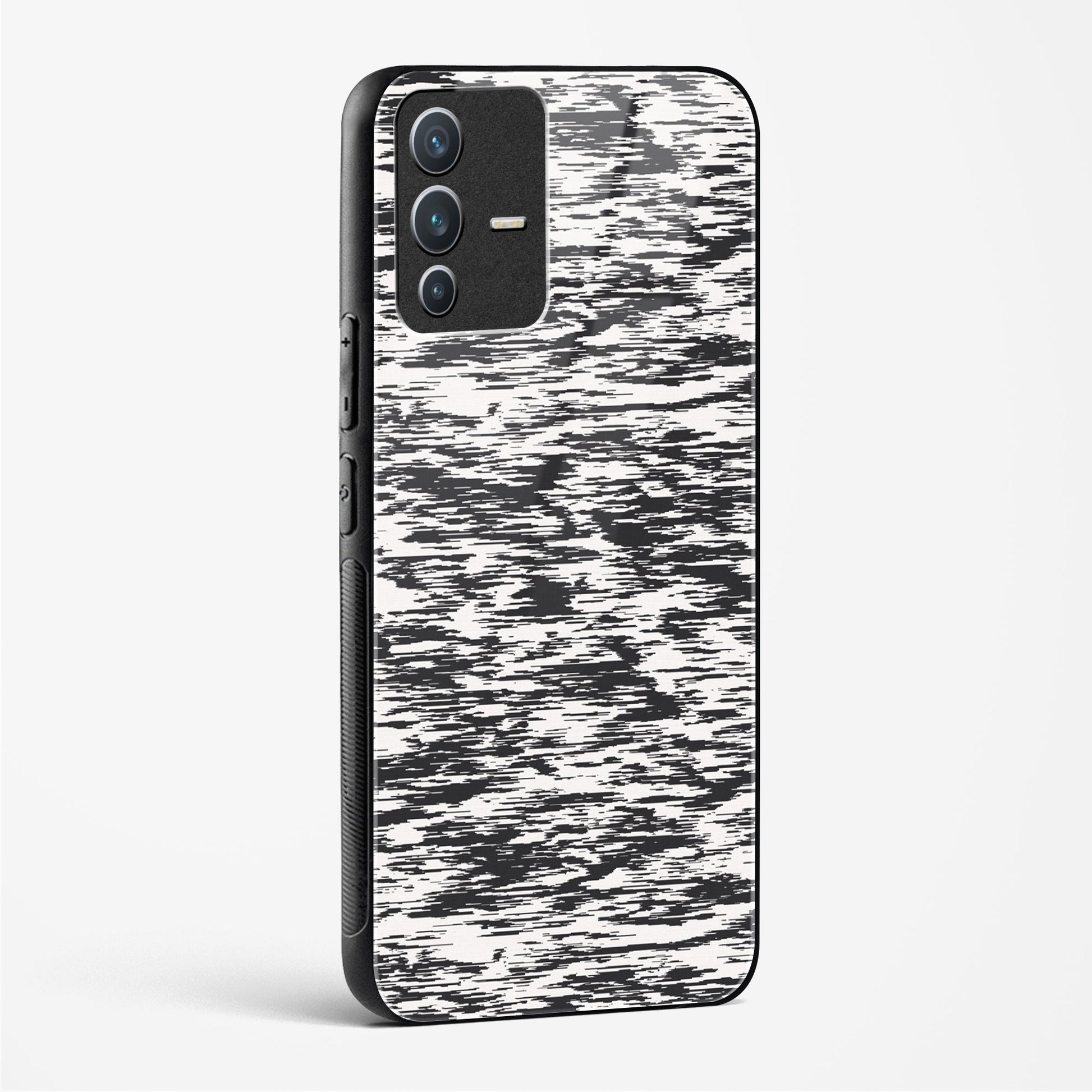 Black and White Glitch - Vivo V23 Pro Glass Gripper Case