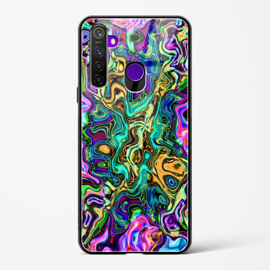 rainbow flames pattern - Realme 5 Pro Glass Gripper Case