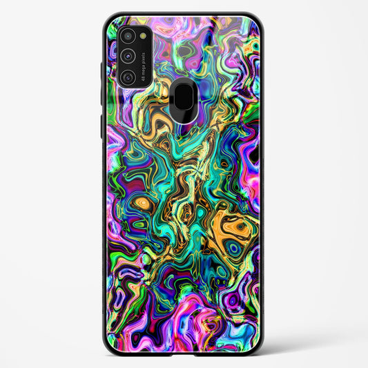 Rainbow Flames Pattern - Samsung Galaxy M21 Glass Gripper Case