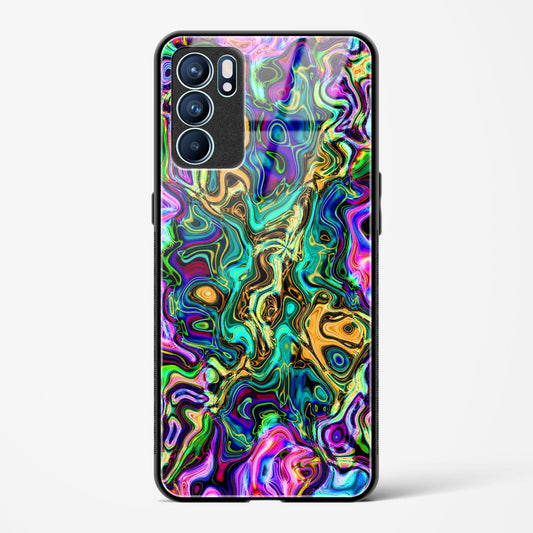 rainbow flames pattern - Oppo Reno 6 Pro 5G Glass Gripper Case