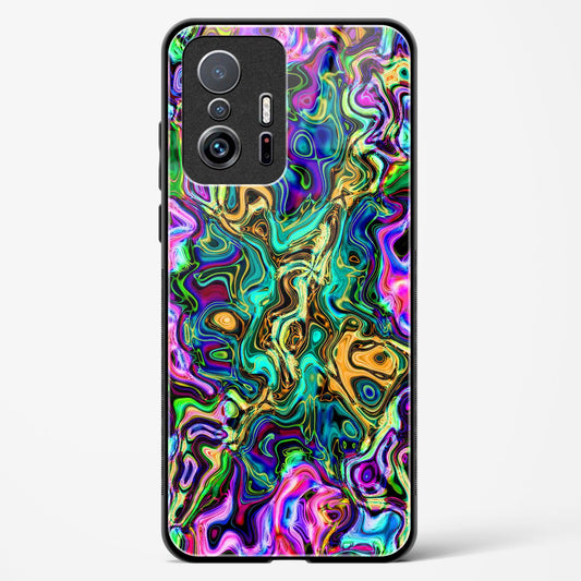 rainbow flames pattern - Xiaomi 11T Glass Gripper Case