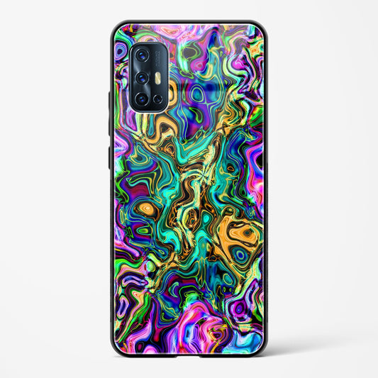 rainbow flames pattern - Vivo V17 Glass Gripper Case