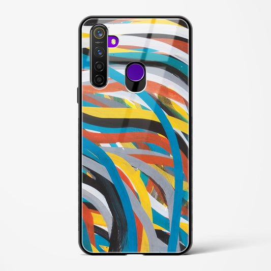 colorful stroke pattern - Realme 5 Pro Glass Gripper Case