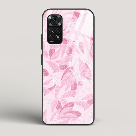 Pink Leaves Pattern - Redmi Note 11S Glass Case