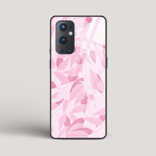 Pink Leaves Pattern - OnePlus 9 Pro Glass Case