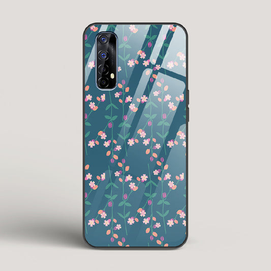 Blue Floral Pattern - Realme 7 Glass Case