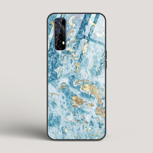 Blue & Gold Marble - Realme 7 Glass Case